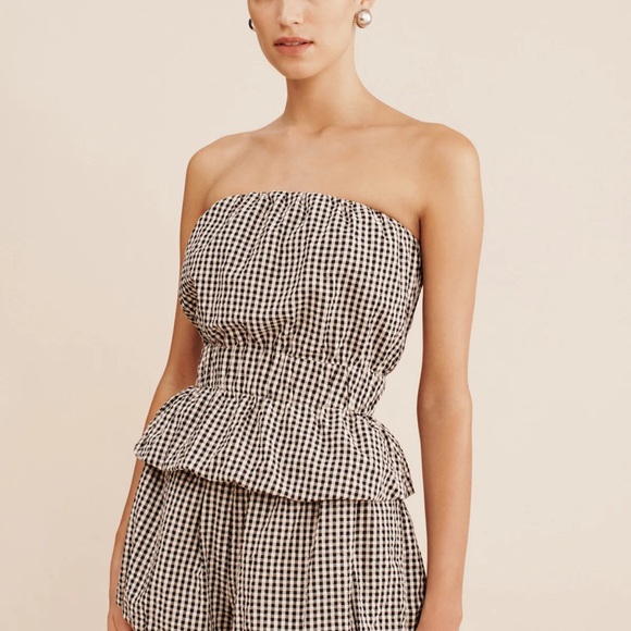 Posse Tops - Posse Aurelia Strapless Gingham Cotton Top size L